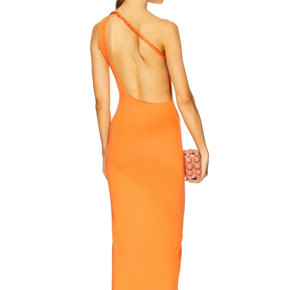 Orange Asymmetrical Backless Cocktail Gown